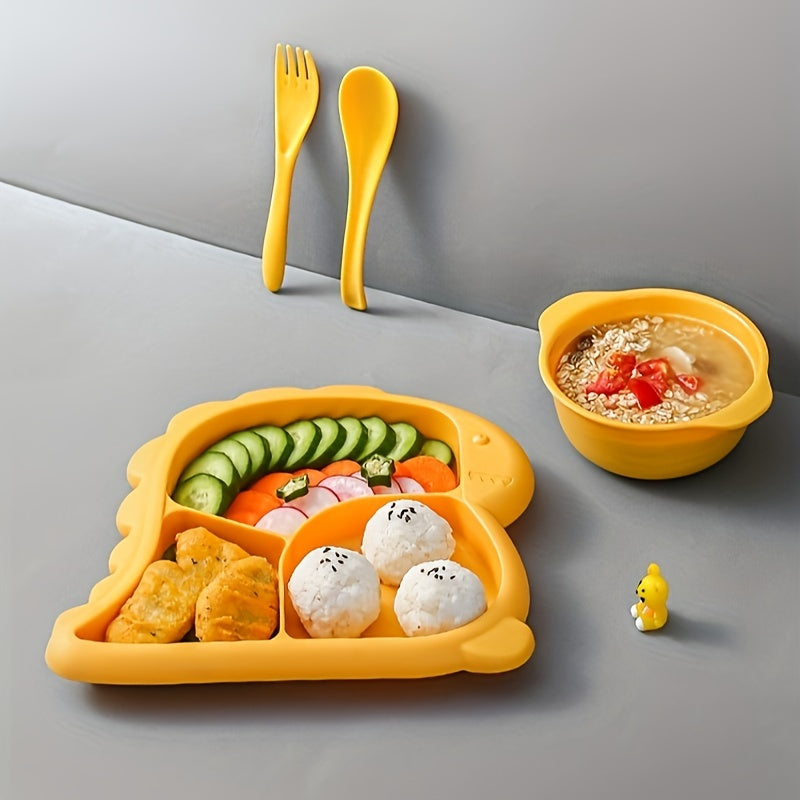 Dinosaur-Shaped Kids Dinnerware Set