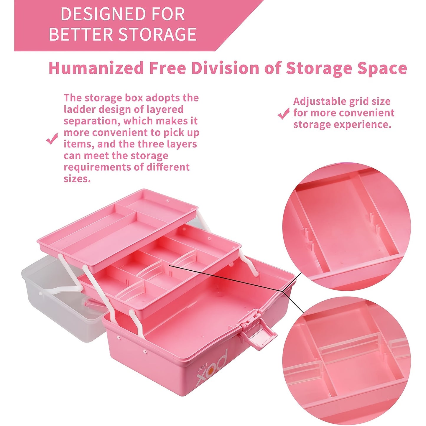 1pc Plastic 3-layer Storage Box