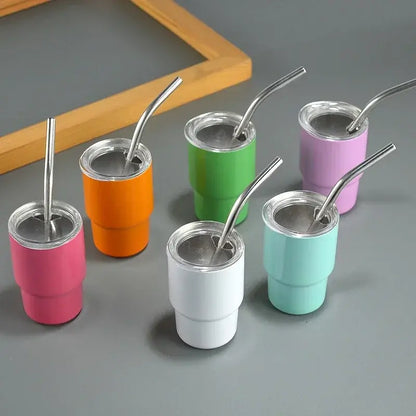 Mini Tumbler Shot Glass with Straw