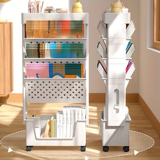 5-Tier Removable Book Storage Rack With Wheels