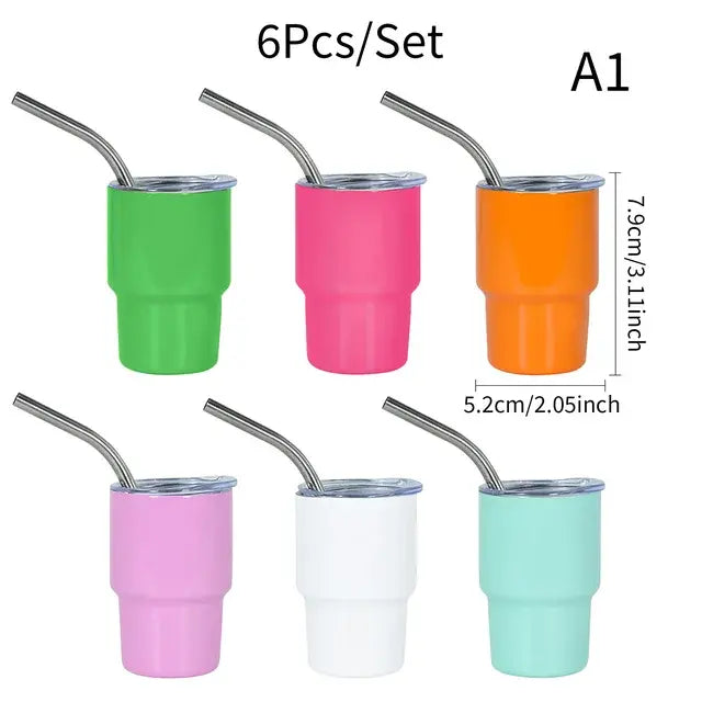 6pcs/Set Mini Tumbler Shot Glass 3oz