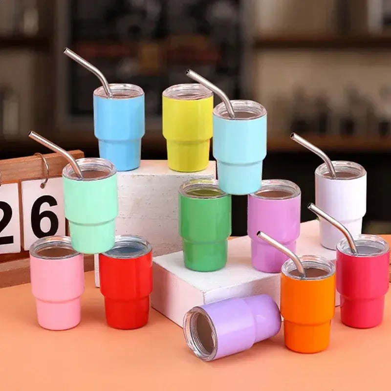 Mini Tumbler Shot Glass with Straw