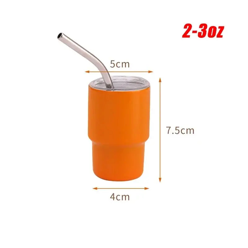 Mini Tumbler Shot Glass with Straw