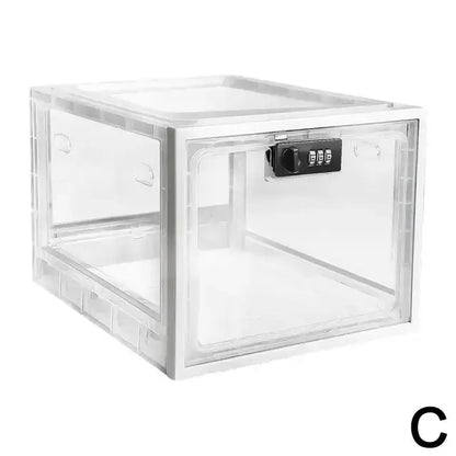 Lockable Box Large Capacity Clear Locking Box For Storage Bin Organizer Box For Fridge Food/Home Safety Password Medicine B P9V8