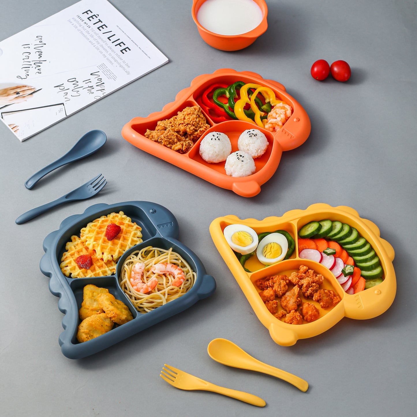 Dinosaur-Shaped Kids Dinnerware Set