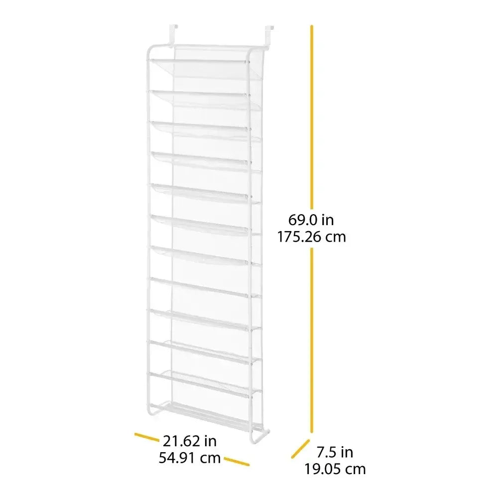 12-Tier Over the Door Mesh Shoe Rack  36 Pair