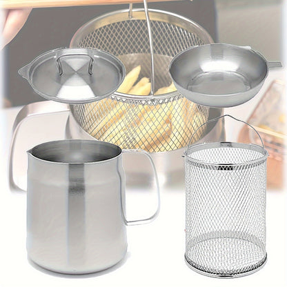 304 Stainless Steel Oil Jar With Drainer Basket