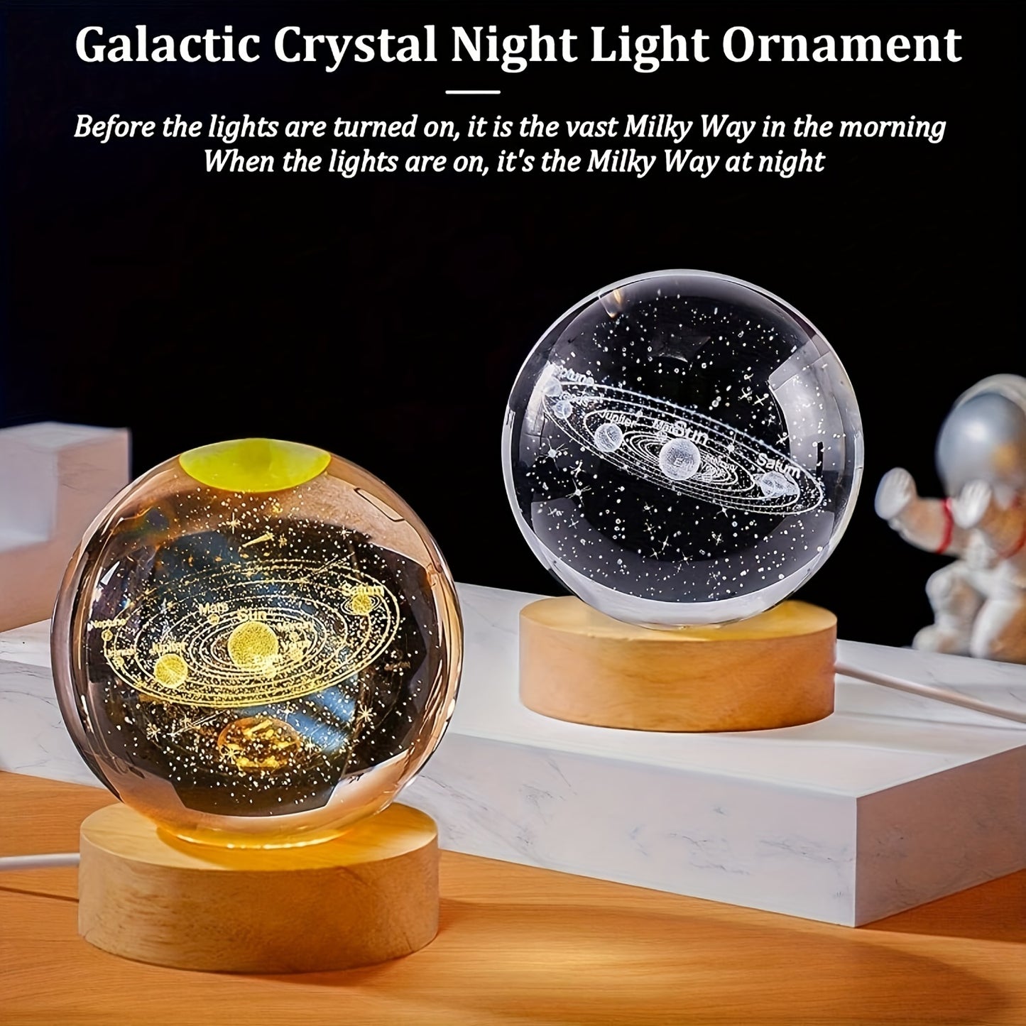 3D Galaxy Crystal Ball Night Light