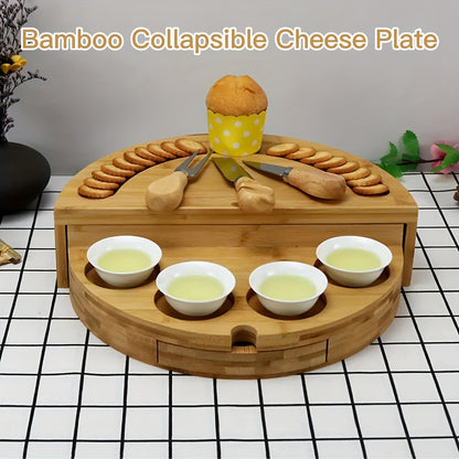 Bamboo Cheese Board Set With Integrated Slide