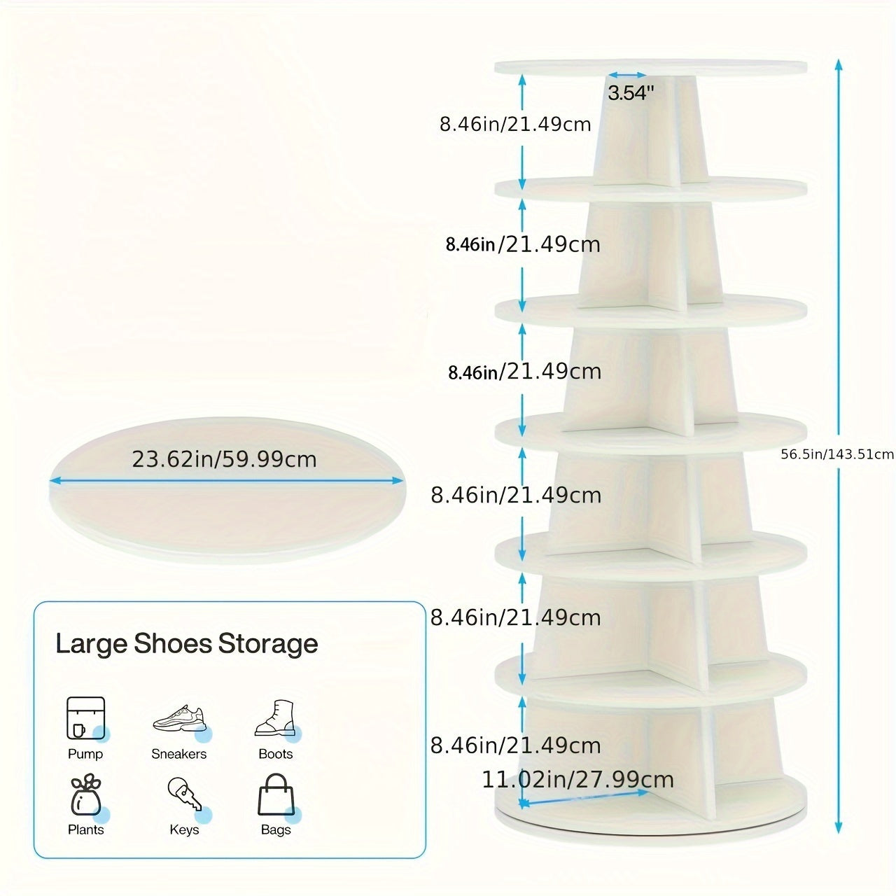 Space-Saving 7-Tier Rotating Shoe Rack