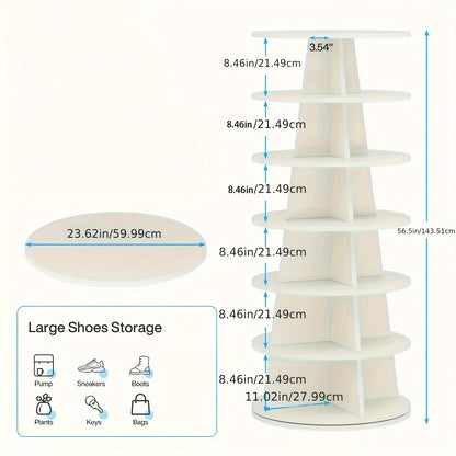 Space-Saving 7-Tier Rotating Shoe Rack