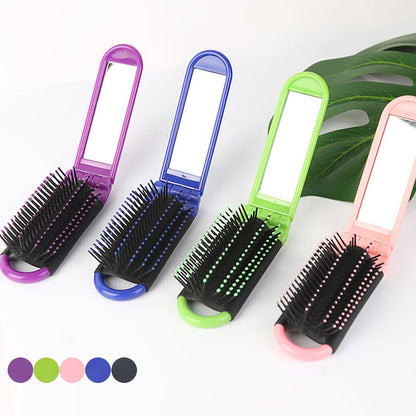 Professional Hair Comb With Mirror Travel Portable Folding