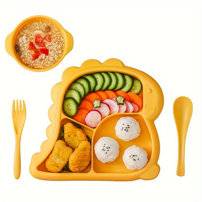 Dinosaur-Shaped Kids Dinnerware Set