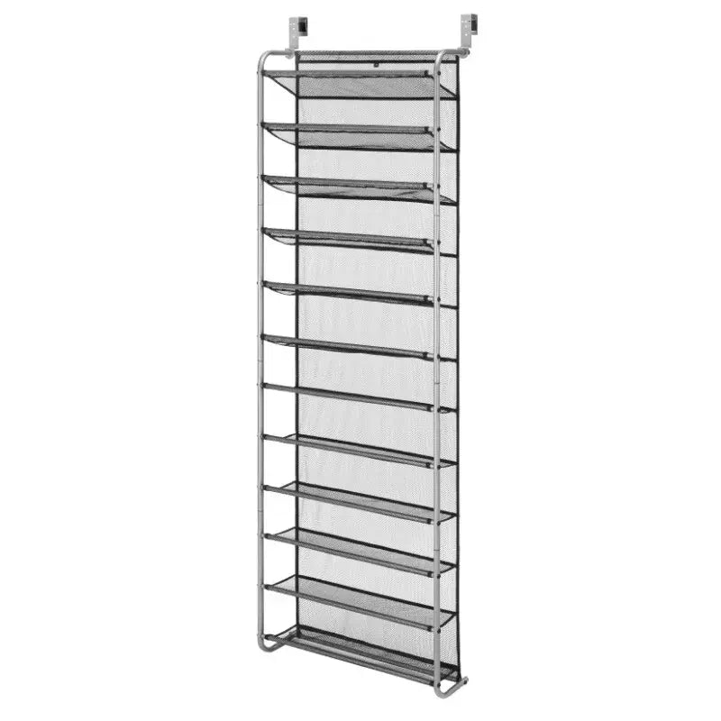 Mainstays 12-Tier over the Door Shoe Rack for 36 Pairs, Metal, Gray   shoe rack organizer  shoe cabinets